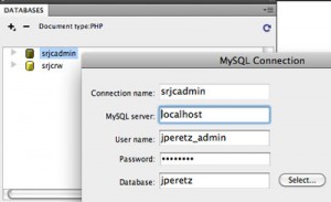 Dreamweaver SQL Connection window